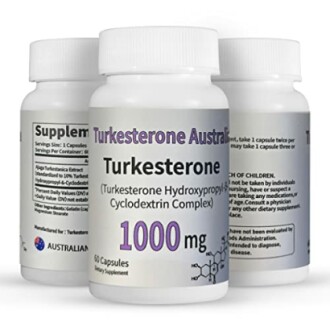 Three bottles of Turkesterone supplement with 1000 mg labeling.